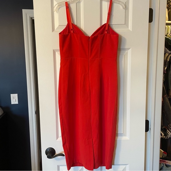NEW Sergio Hudson Bustier Midi Dress Red small - Picture 2 of 6